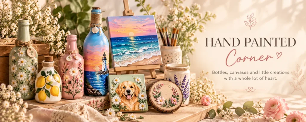 Hand Painted Corner: Made with a whole lot of heart