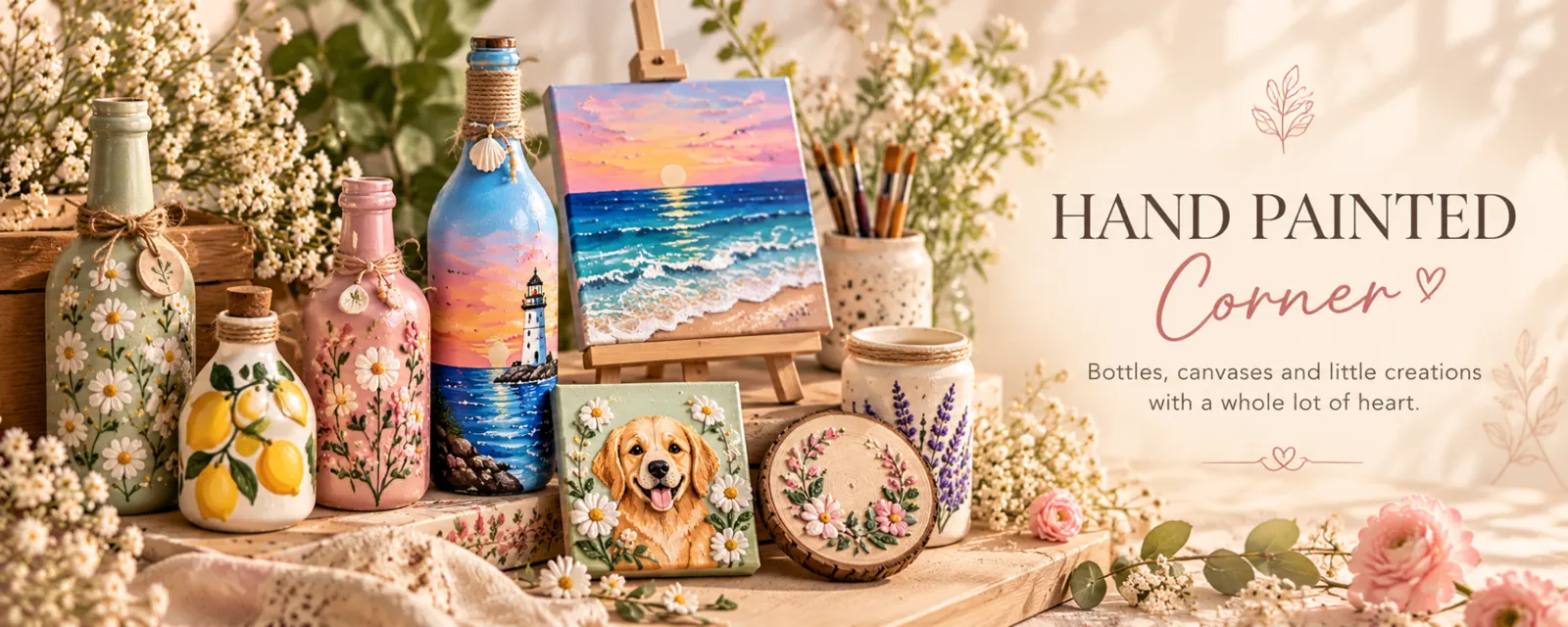 Hand Painted Corner: Made with a whole lot of heart